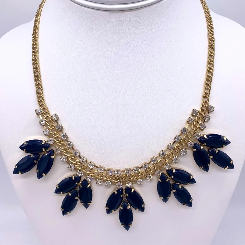 J. Crew Navy Jeweled Necklace